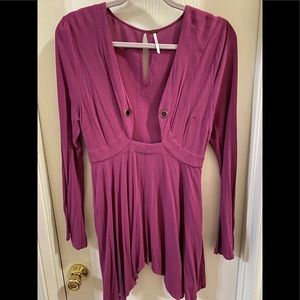 Free People Tunic Magenta w Copper Grommets Size 8